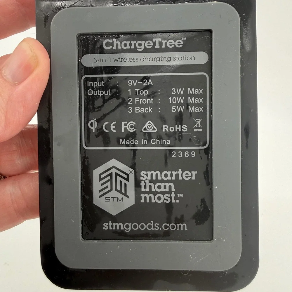 STM ChargeTree 3-in-1 Wireless Charging Station Black for Phone Watch Earbuds
